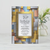 Invitation Modern Gold Silver 70th Birthday Party (Debout devant)