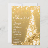 Invitation Modern Gold Xmas Tree Bow Sweet 16 Birthday Party (Devant)