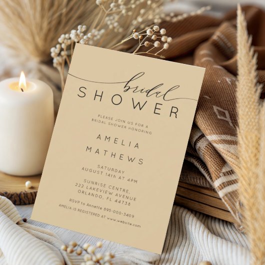 Invitation Modern Golden Beige Bridal Shower