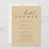 Invitation Modern Golden Beige Bridal Shower (Devant)