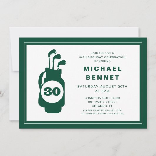 Invitation Modern Golf 30th Birthday (Devant)