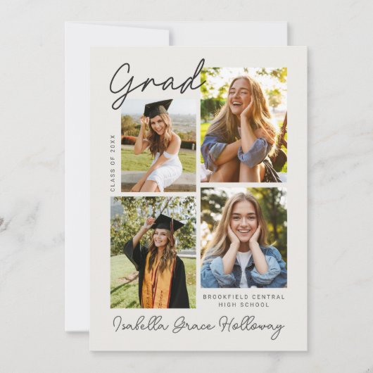 Invitation Modern Grad Announcement With Multiple Photos (Devant)