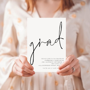 Invitation Modern Grad Black Script 2024 Graduation Party