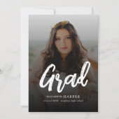 Invitation Modern Grad Brush Script Photo Graduation (Devant)