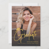 Invitation Modern Grad Cap Script 4 Photo Simple Graduation (Devant)