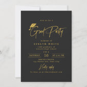 Invitation Modern Grad Cap Signature Script Simple Graduation (Devant)