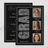 Invitation Modern Grad Party Side Typography (Devant / Derrière)