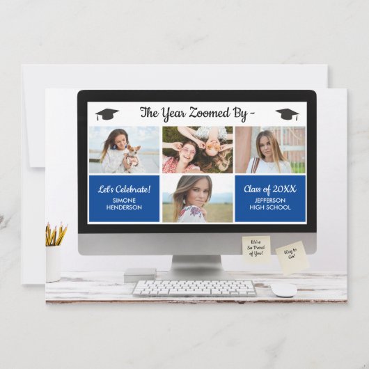 Invitation Modern Grad Photo Collage Funny Graduation Party (Devant)