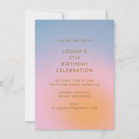 Invitation Modern Gradient Pastel 21st Birthday Celebration (Devant)