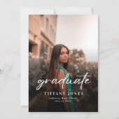 Invitation Modern Graduate White Script 4 Photos Graduation   (Devant)