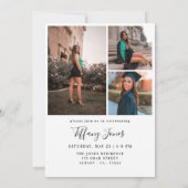 Invitation Modern Graduate White Script 4 Photos Graduation   (Dos)