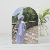 Invitation Modern Graduation 2026 Pink Bow Photo (Debout devant)