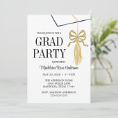 Invitation Modern Graduation Cap  and Tassel Photo Gold (Debout devant)