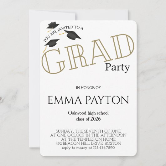 Invitation Modern Graduation Celebration (Devant)