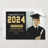 Invitation Modern Graduation Party with 1 Photo in Black  (Devant)
