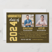 Invitation Modern Graduation Party with 2 Photos in Brown (Devant)
