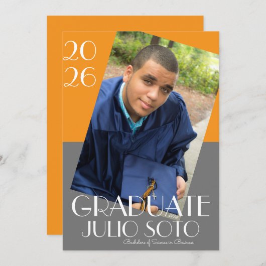 Invitation Modern Graduation Typography 2026 Photo (Devant / Derrière)