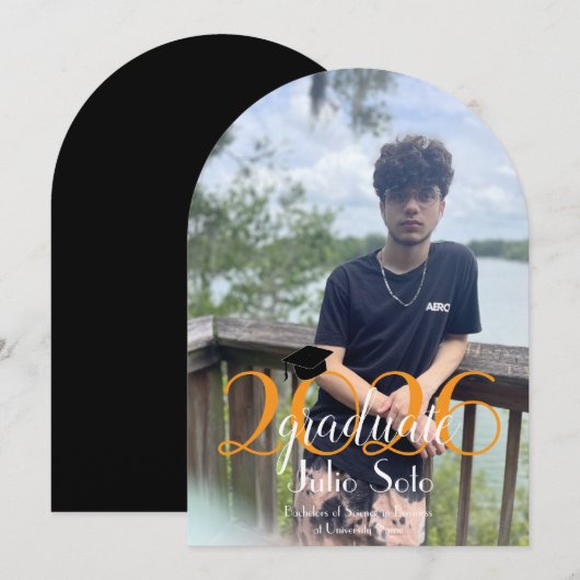 Invitation  Modern Graduation Typography 2026 Script Photo  (Devant / Derrière)