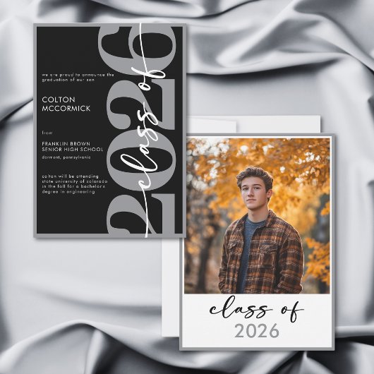 Invitation Modern Gray Typography Graduation Announcement