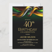 Invitation Modern Green and Gold 40th Birthday Party (Devant)