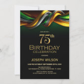 Invitation Modern Green and Gold 75th Birthday Party (Devant)