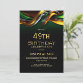 Invitation Modern Green and Gold Any Age Birthday Party (Debout devant)