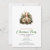 Invitation Modern Green And Gold Christmas Candle Celebration (Devant)