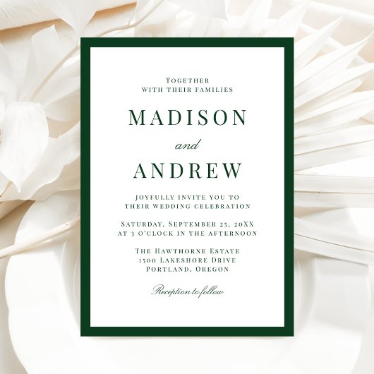 Invitation Modern Green Border Wedding