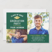 Invitation Modern Green et Gold 2025 Photo Graduate Party (Devant)