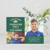 Invitation Modern Green et Gold 2025 Photo Graduate Party (Debout devant)