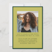 Invitation Modern Green Graduation Cap Photo Announcement (Dos)