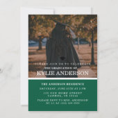Invitation Modern Green Graduation Cap Senior Photo (Dos)
