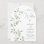 Invitation Modern Green Leaves Elegant Wedding (Devant)