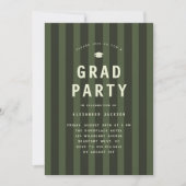 Invitation Modern Green Sporty Stripes Graduation Party (Devant)