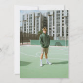 Invitation Modern Green Sporty Stripes Graduation Party (Dos)