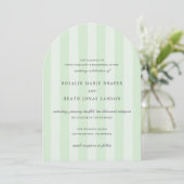 Invitation Modern Green Stripes Elegant Wedding (Debout devant)