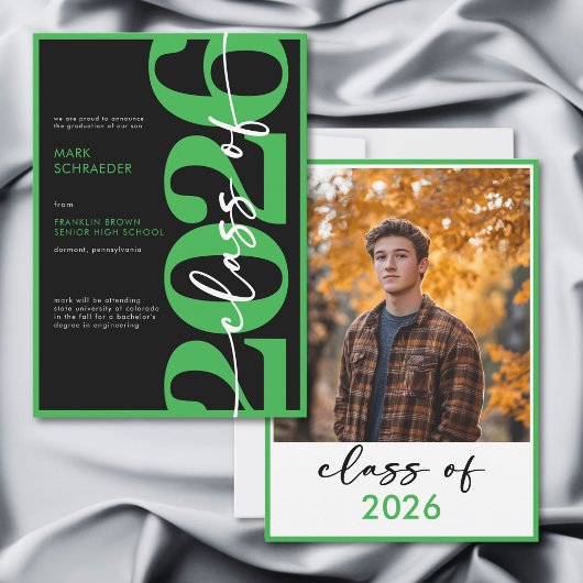Invitation Modern Green Typography Graduation Announcement