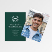 Invitation Modern Green Vertical Name Graduation Photo Card