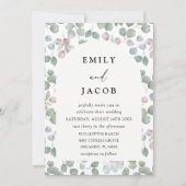Invitation Modern Green Watercolor Eucalyptus Wedding (Devant)