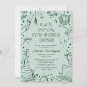 Invitation Modern Green Whimsical Doodle Graduation (Devant)