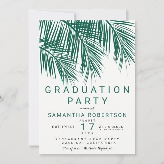 Invitation Modern greenery palm tree elegant (Devant)