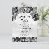 Invitation Modern Grey Sauvez la date 30e anniversaire (Debout devant)