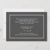 Invitation Modern Grey Trois Photo Floral Graduation Party (Dos)