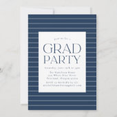Invitation Modern Grid Navy 9 Photo Collage Party de graduati (Dos)