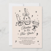 Invitation Modern Hand Drawn Cheers to the New Year Party (Devant)