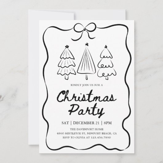 Invitation Modern Hand Drawn Christmas Tree Holiday Party (Devant)