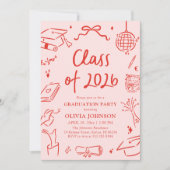 Invitation Modern Hand Drawn Class of 2026 Graduation Party (Devant)