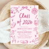 Invitation Modern Hand Drawn Class of 2026 Graduation Party