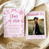 Invitation Modern Hand Drawn Class of 2026 Graduation Party