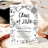 Invitation Modern Hand Drawn Class of 2026 Graduation Party
